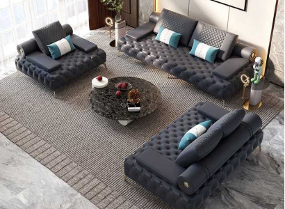 Wohnzimmer Set 3tlg Schwarz Wohnzimmer Sofagarnitur 3 + 2+ 1 Sitzer Neu Holz